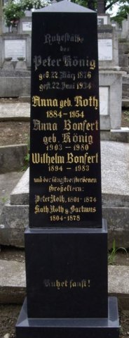Koenig Peter 1876-1934 Roth Anna 1884-1954 Grabstein